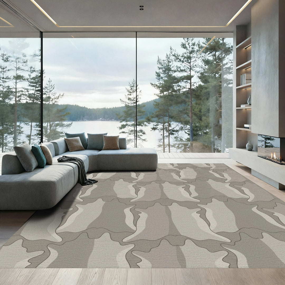 Earthy Neutral Organic Organic Forms Rug