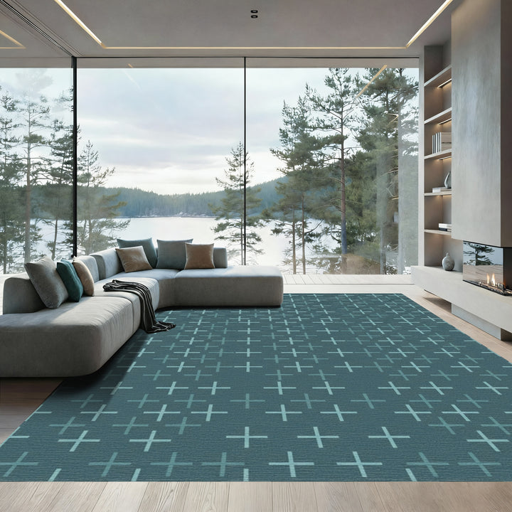Teal Plus Mosaic All Over Rug