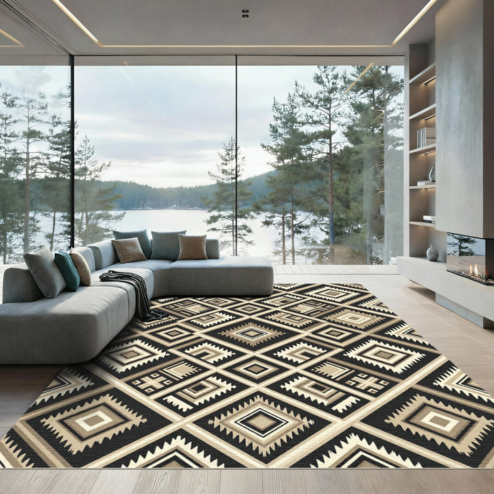 Geometric Diamond Ethnic Accent Rug