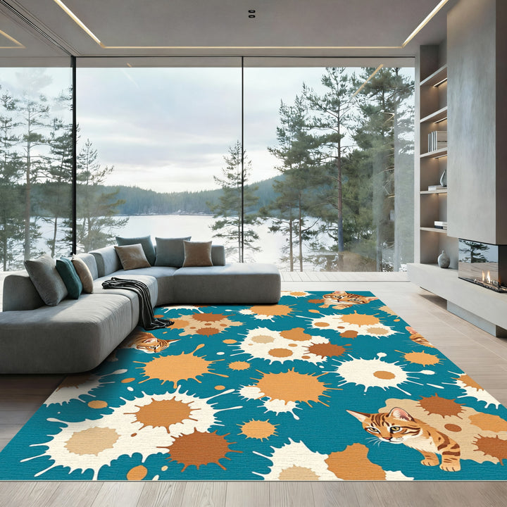 Orange White Splatter Bengal Cat Rug