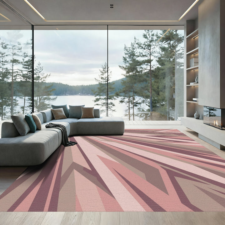 Muted Rose Geometric Radian Rug