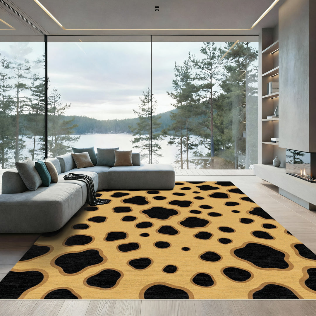 Black Spot Tan Animal hide Rug