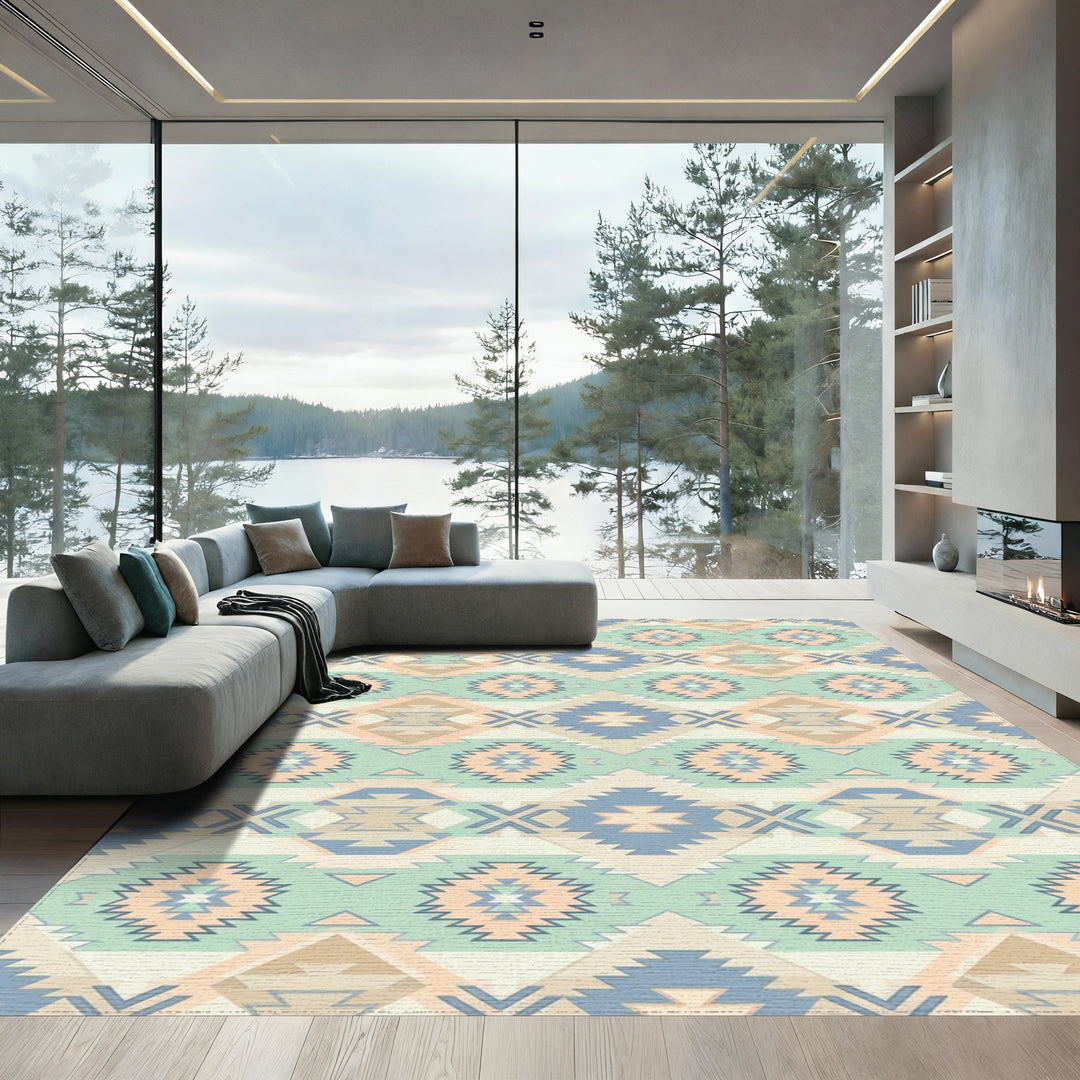 Pastel Geo Diamond Southwestern Blanket Rug