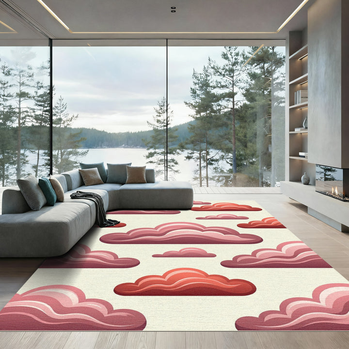 Crimson Pink Cloud Pattern Rug