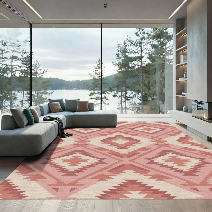 Rustic Rose Diamond Navajo Rug