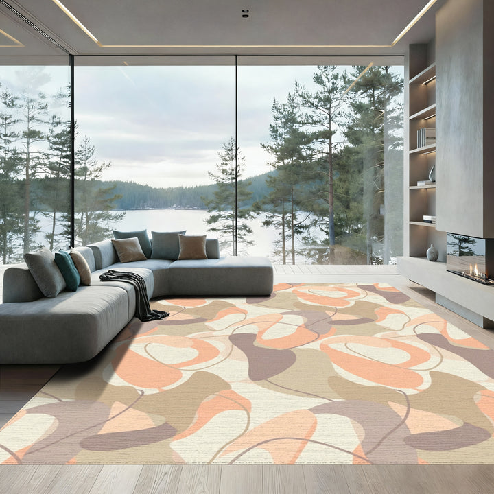 Earthy Abstract Fluid Shapes Rug