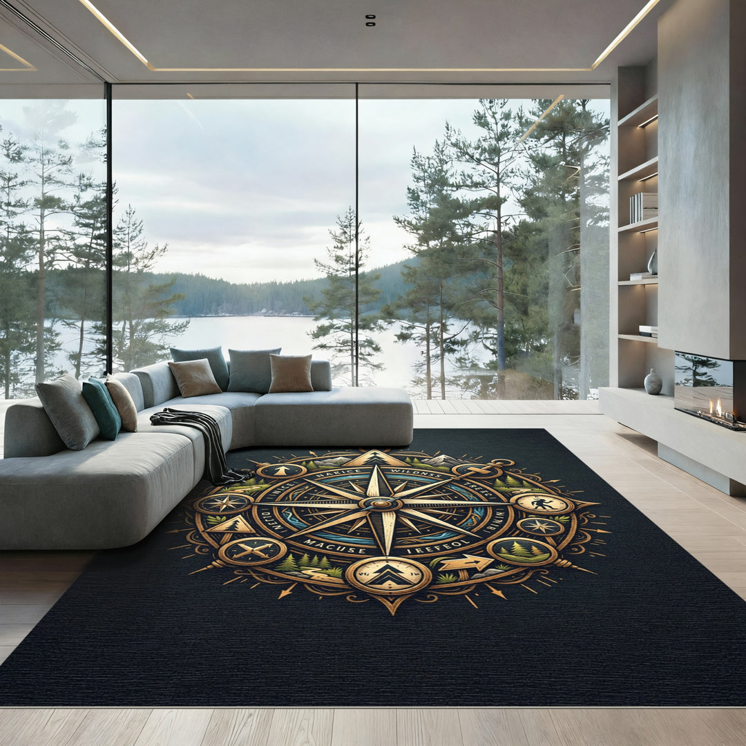 Golden Compass Wilderness Adventure Statement Rug