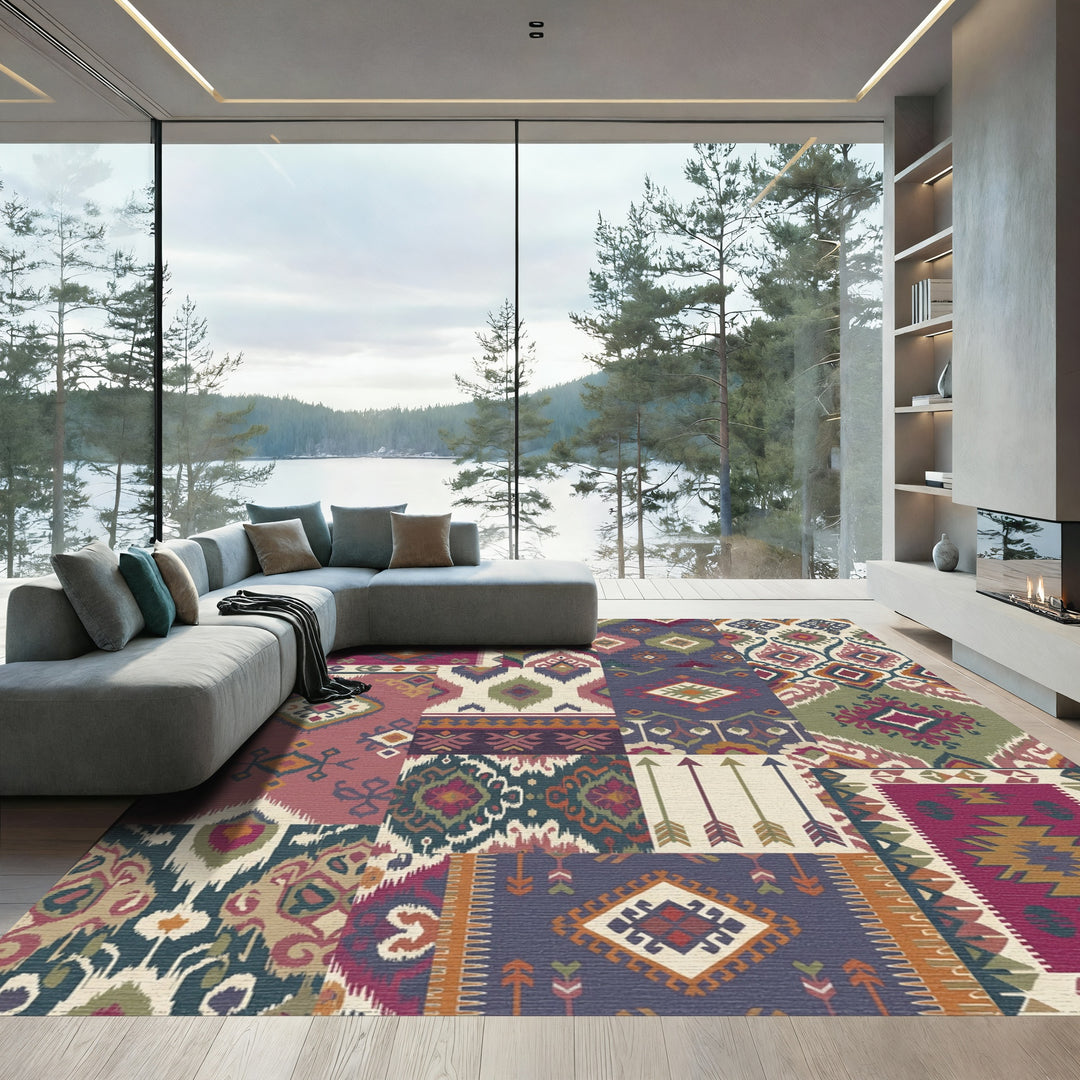 Patchwork Tribal Medallion Arrows Rug