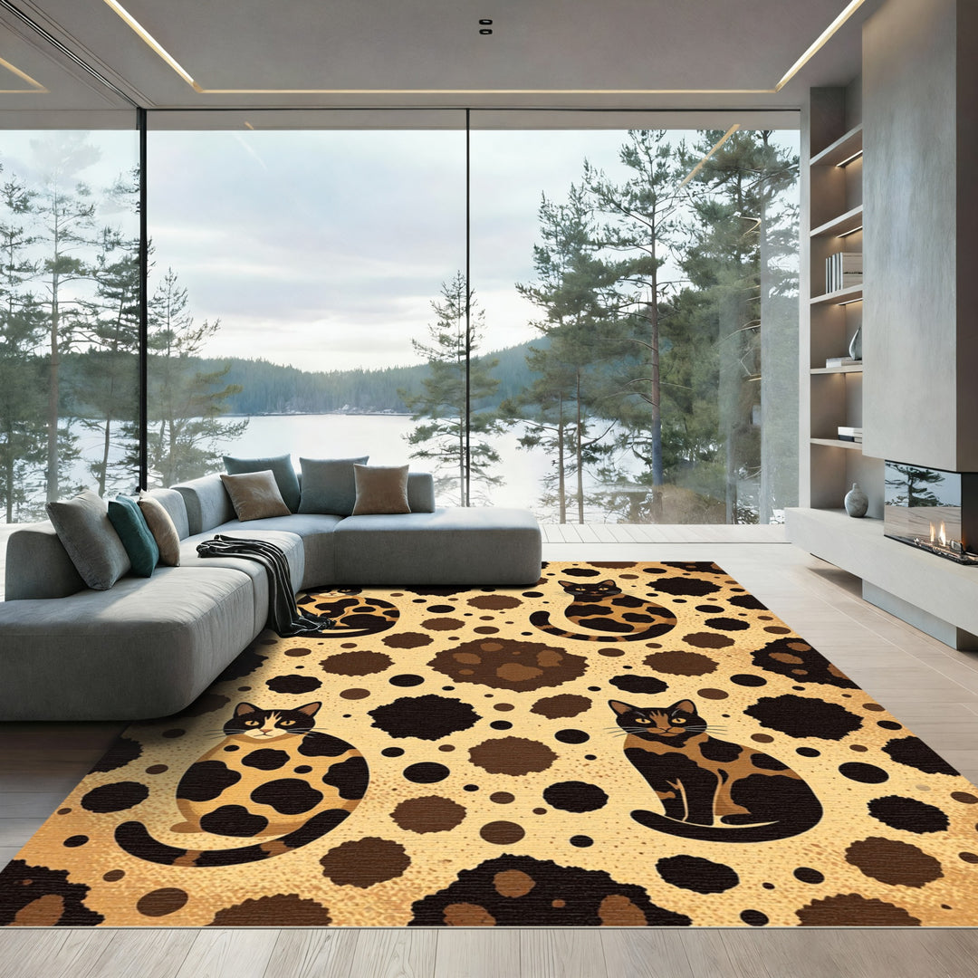 Golden Brown Feline Spot Repeat Rug