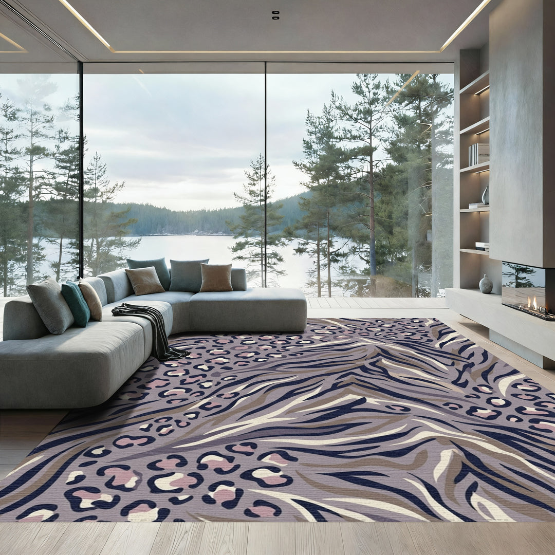 Earthy Leopard Zebra Blend Rug