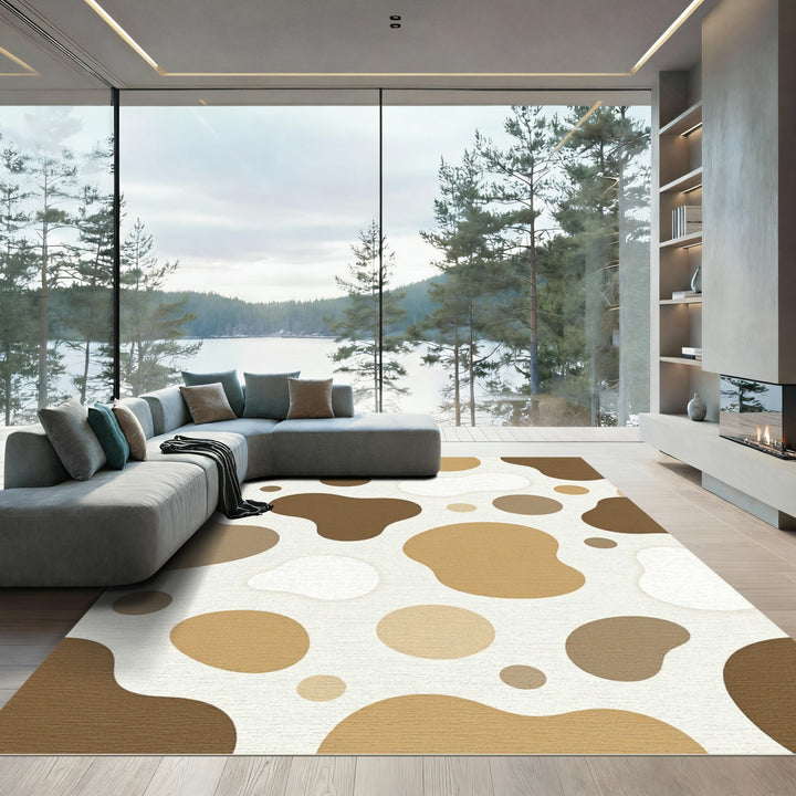 Brown Cream Abstract Splatter Rug