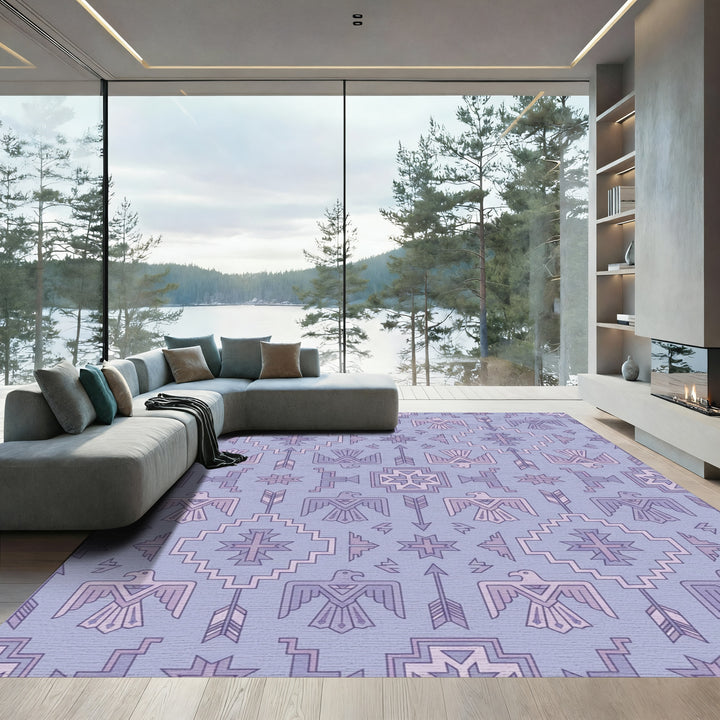 Lavender Thunderbird Geometric Arrow Motif Rug