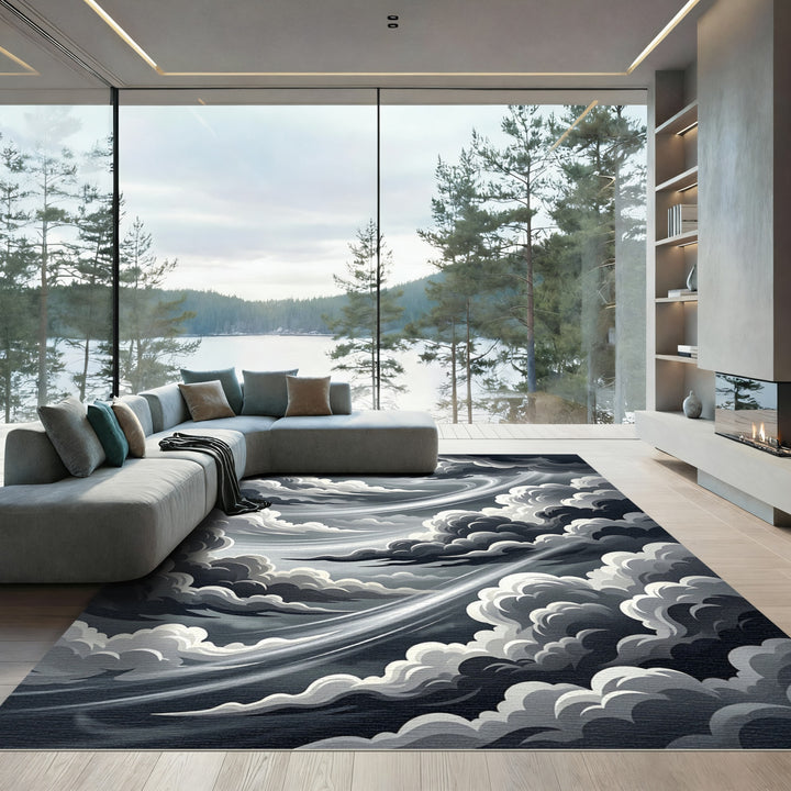 Dramatic Stormy Sky Swirl Rug