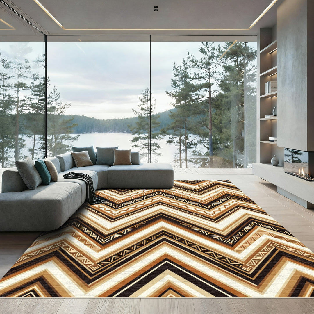 Bold Earthy Chevron Tribal Rug