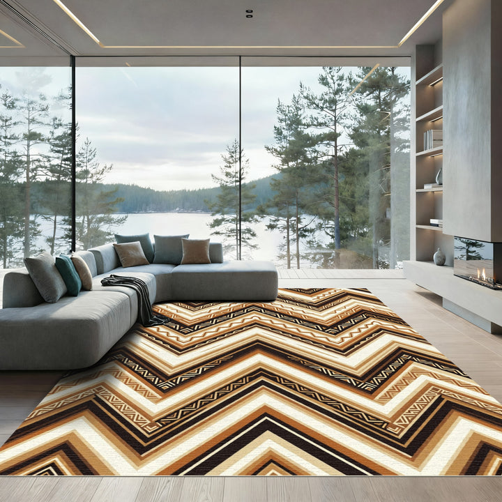 Bold Earthy Chevron Tribal Rug