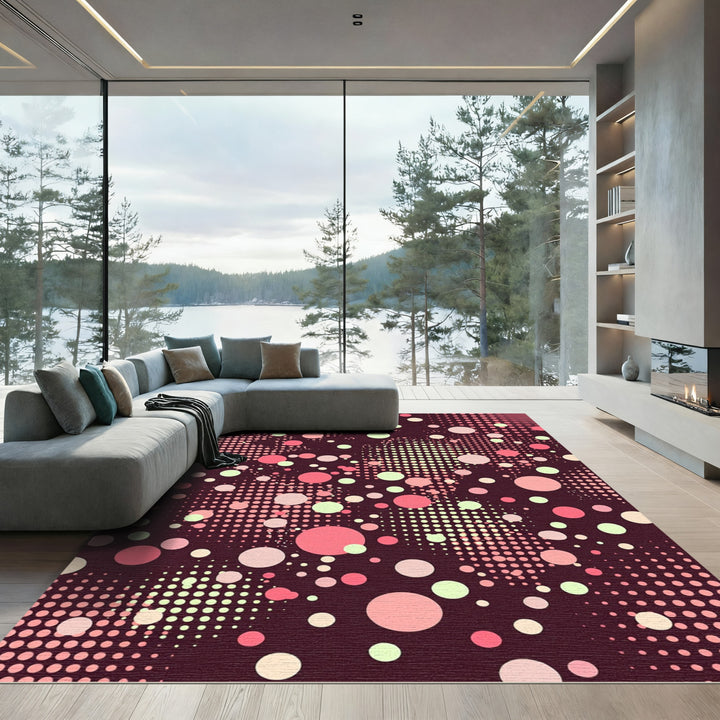 Pink And Cream Dotty Circles Rug