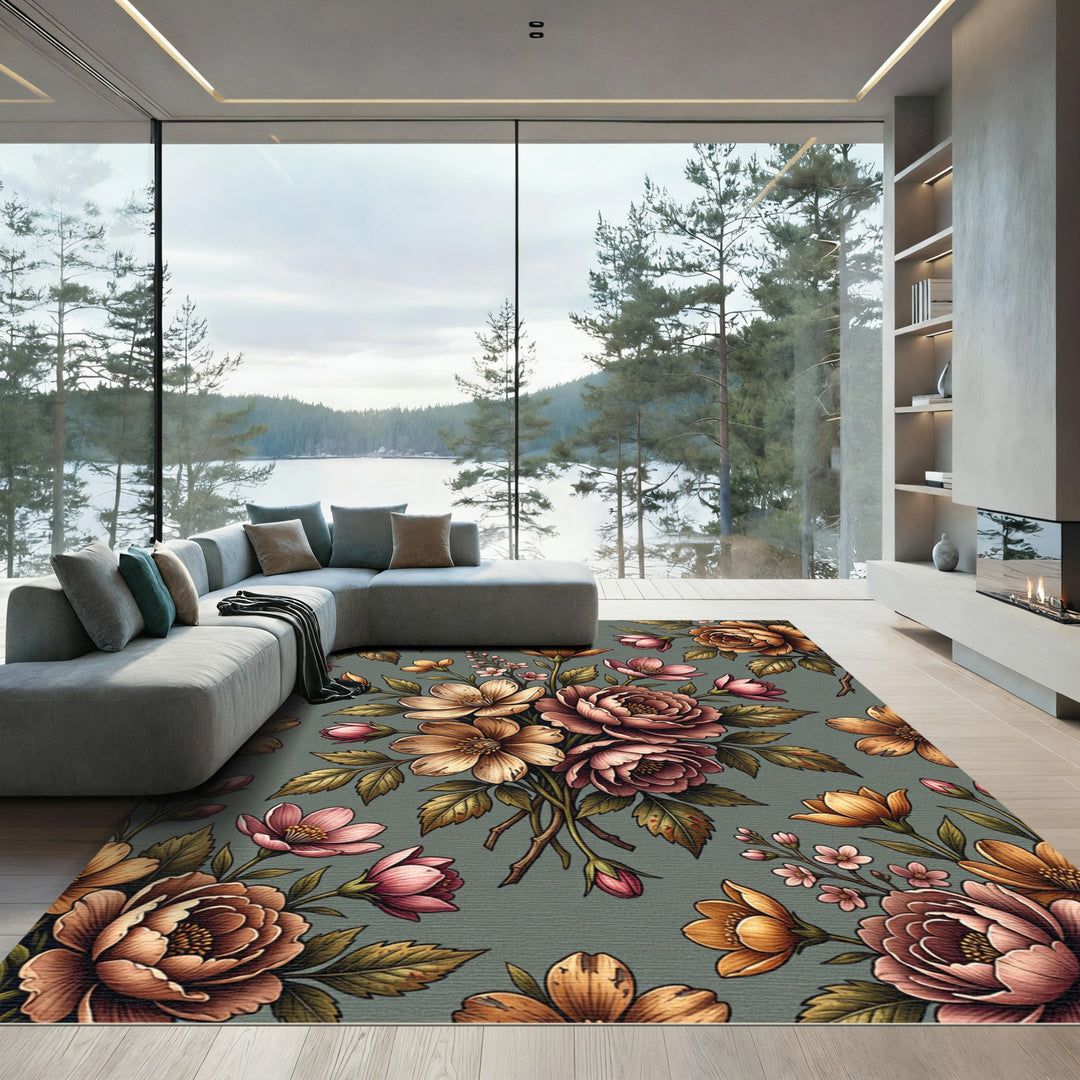 Vintage Floral Bouquet Garden Rug