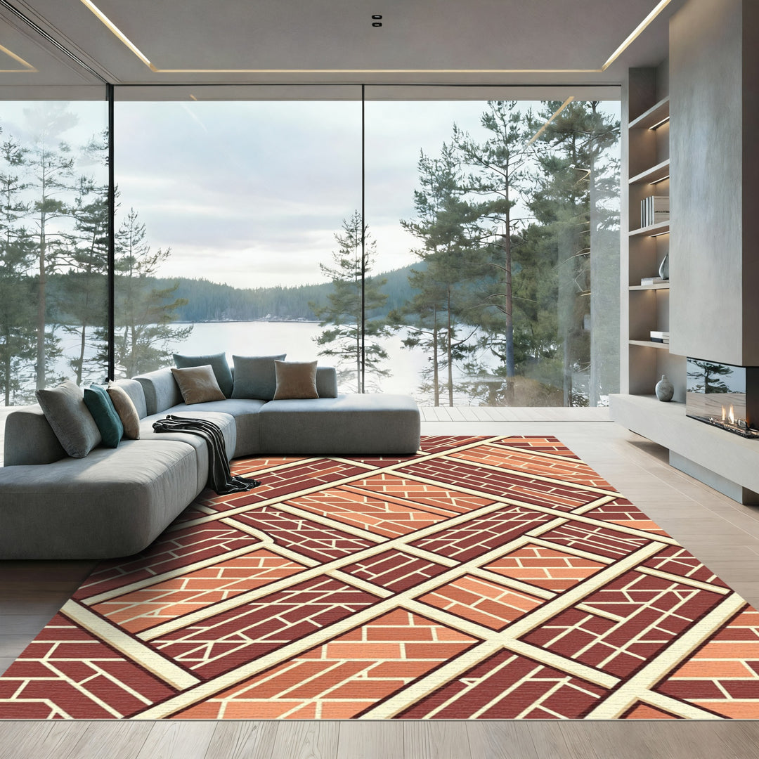 Terracotta Brickwork Lattice Rug
