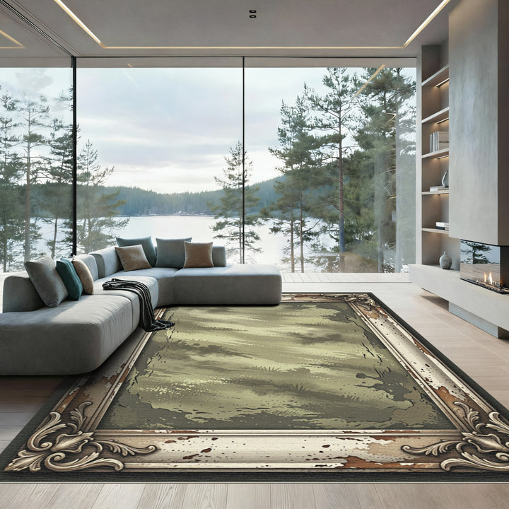 Aged Ornate Abstract Coastalscape Rug