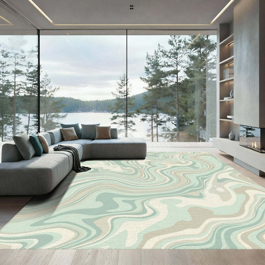 Pastel Swirl Marbled Abstract Rug
