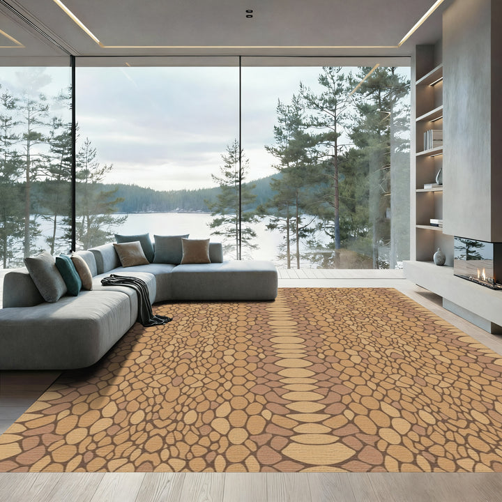 Golden Brown Snake Skin Texture Rug
