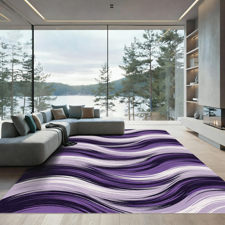 Purple Lavender Swirl Abstract Rug