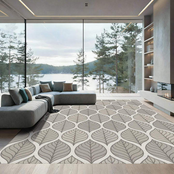 Neutral Tone Leafy Vine Repeat Rug