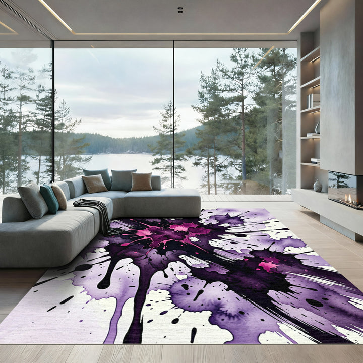 Abstract Purple Magenta Splatter Rug