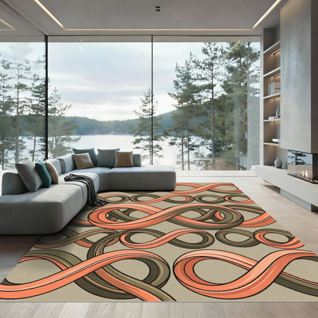 Infinite Loops Coral and Slate Rug