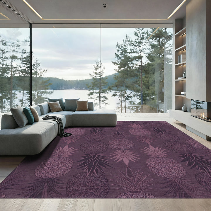 Purple Pineapple Botanical Illustration Rug