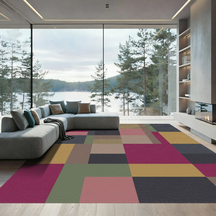 Bold Geometric Blocks Color Blocks Rug