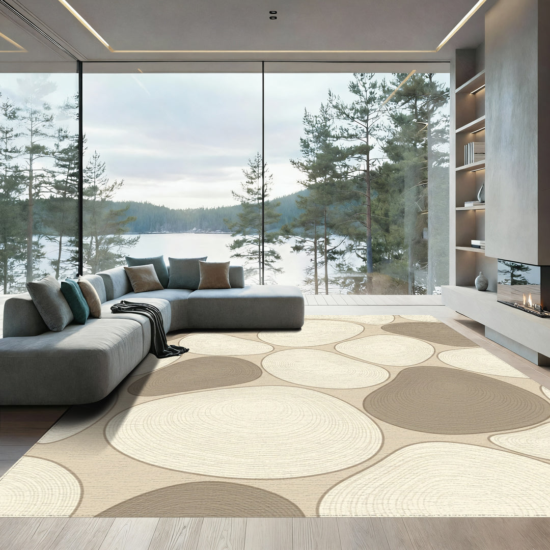 Neutral Organic Pebble Textural Rug