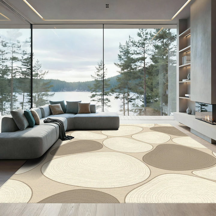 Neutral Organic Pebble Textural Rug