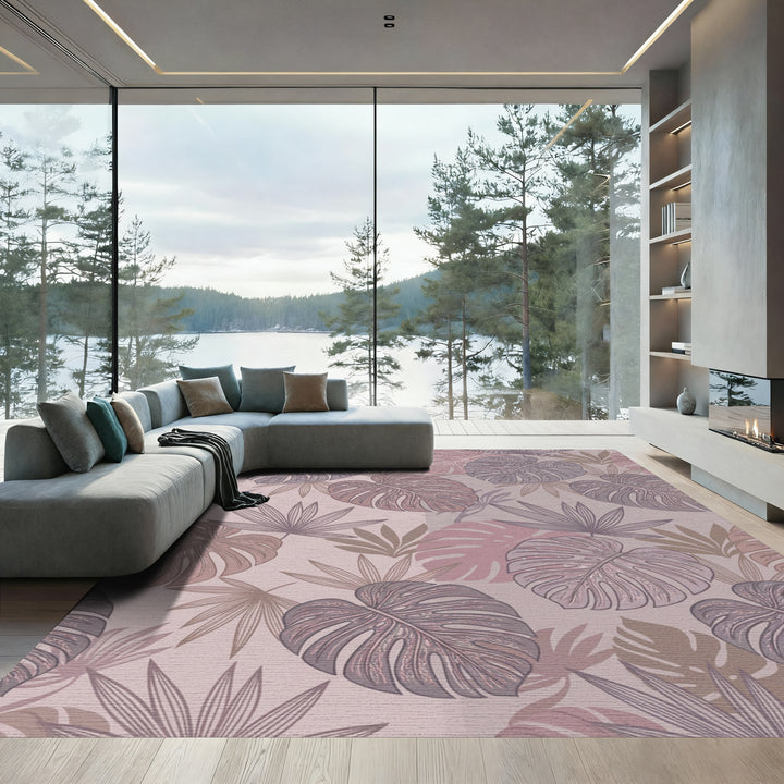 Pastel Tropical Leaf Cluster Rug
