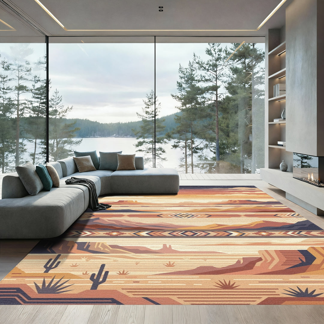 Desert Sky Geometric Horizon Layers Rug