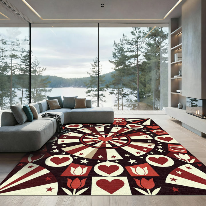 Vibrant Heart Tulip Sunburst Rug