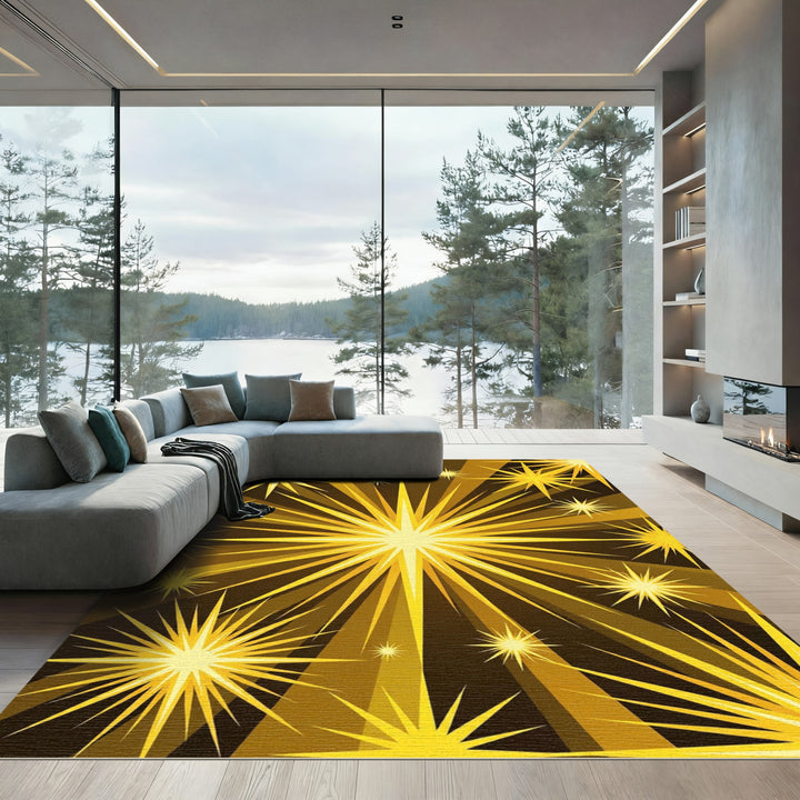 Golden Sunburst Starburst Rug