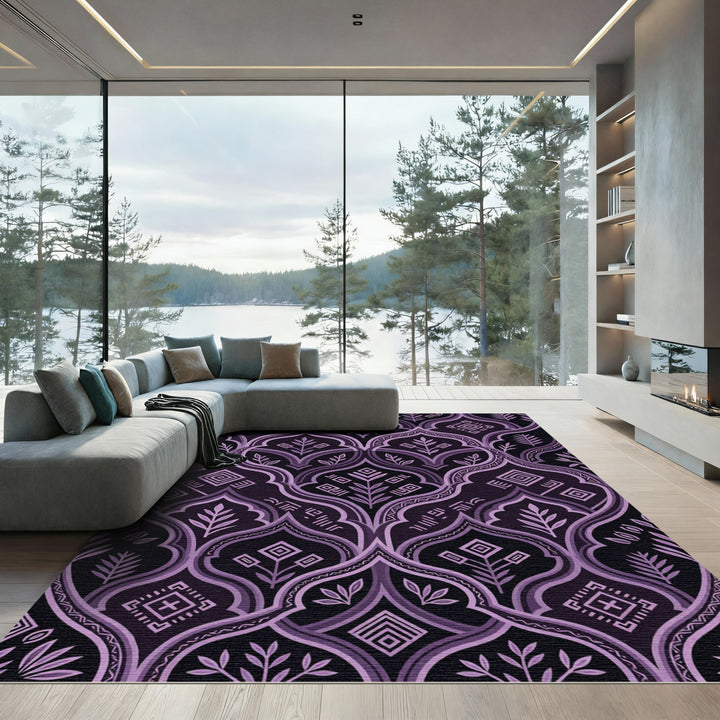 Ornate Purple Floral Archway Rug