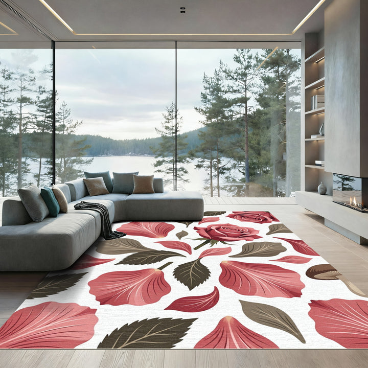Floral Rose Petal and Mushroom Rug