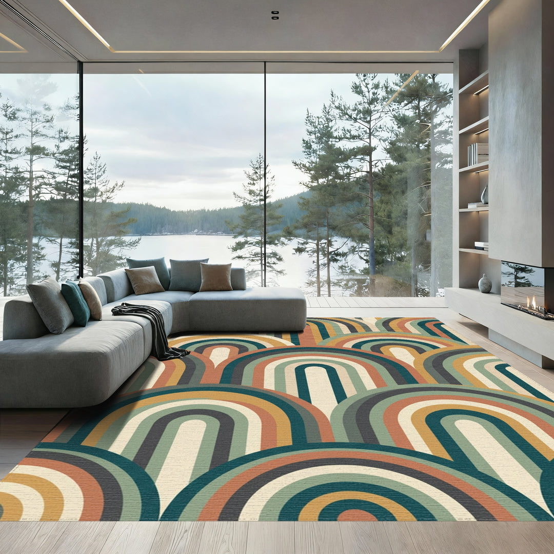 Retro Archway Terra Cotta Rainbow Rug