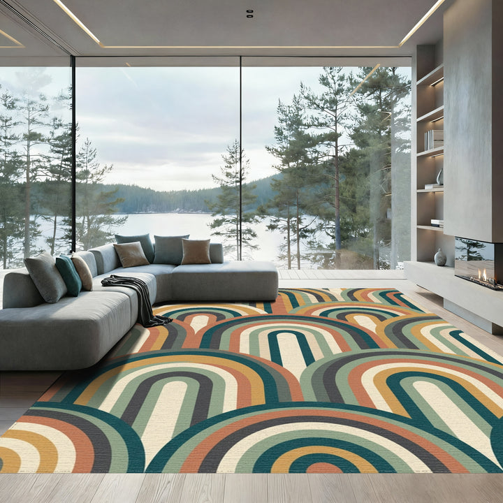 Retro Archway Terra Cotta Rainbow Rug
