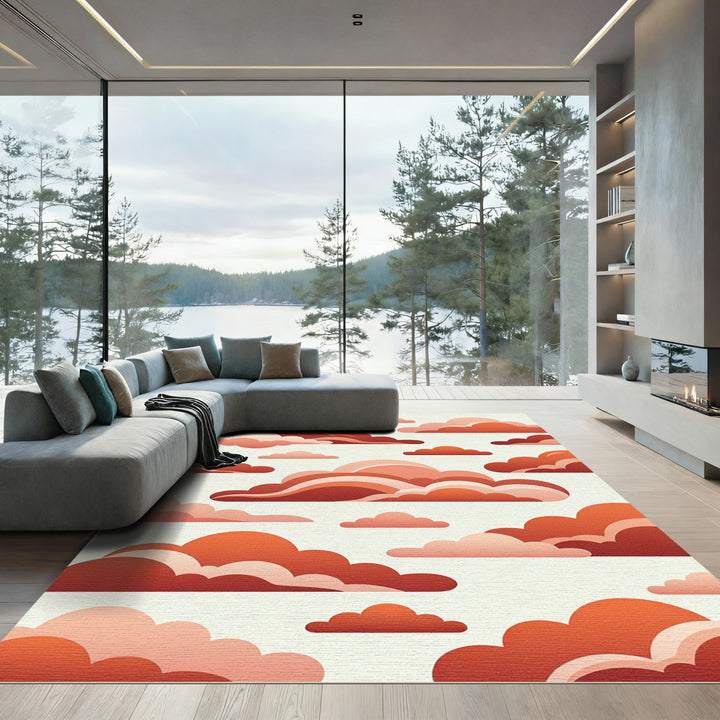 Warm Orange Cloudscape Abstract Rug