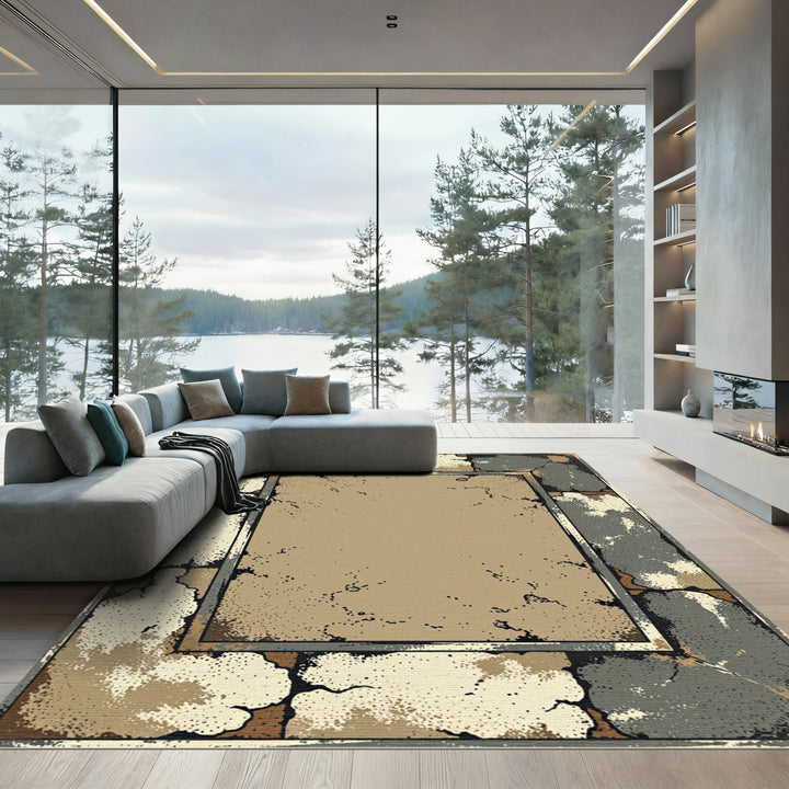 Aged Stone Frame Textured Rug