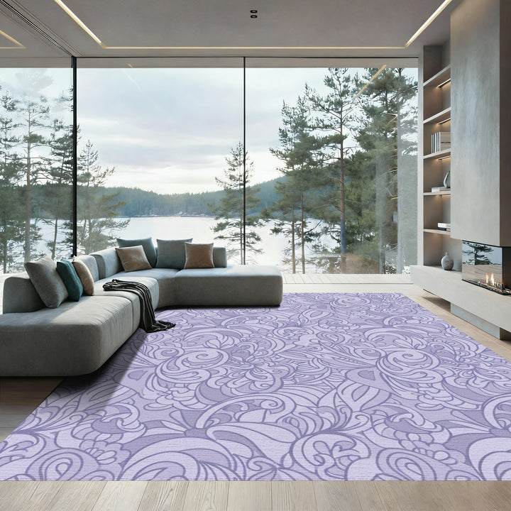 Soft Lavender Flourishing Swirls Rug