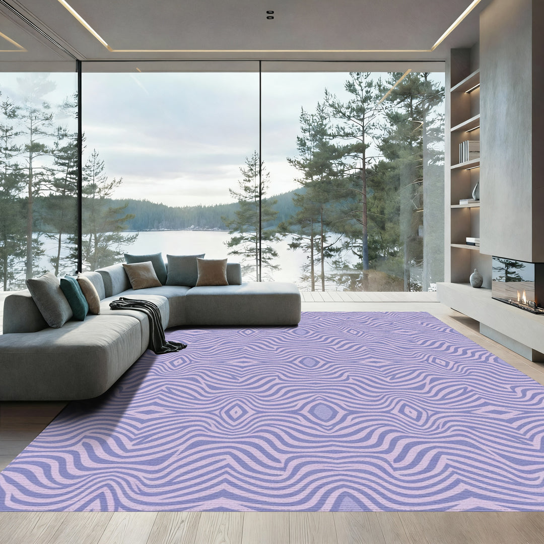 Lilac Wavy Organic Symmetrical Flow Rug