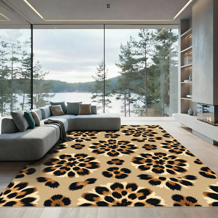 Leopard Bloom Round Area Rug