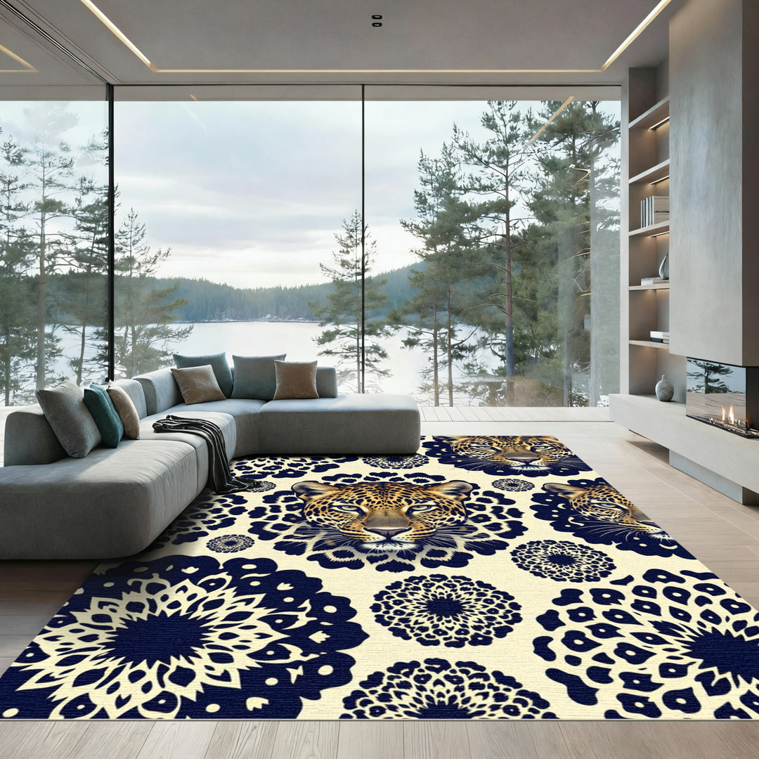 Leopard Circles Black Cream Rug