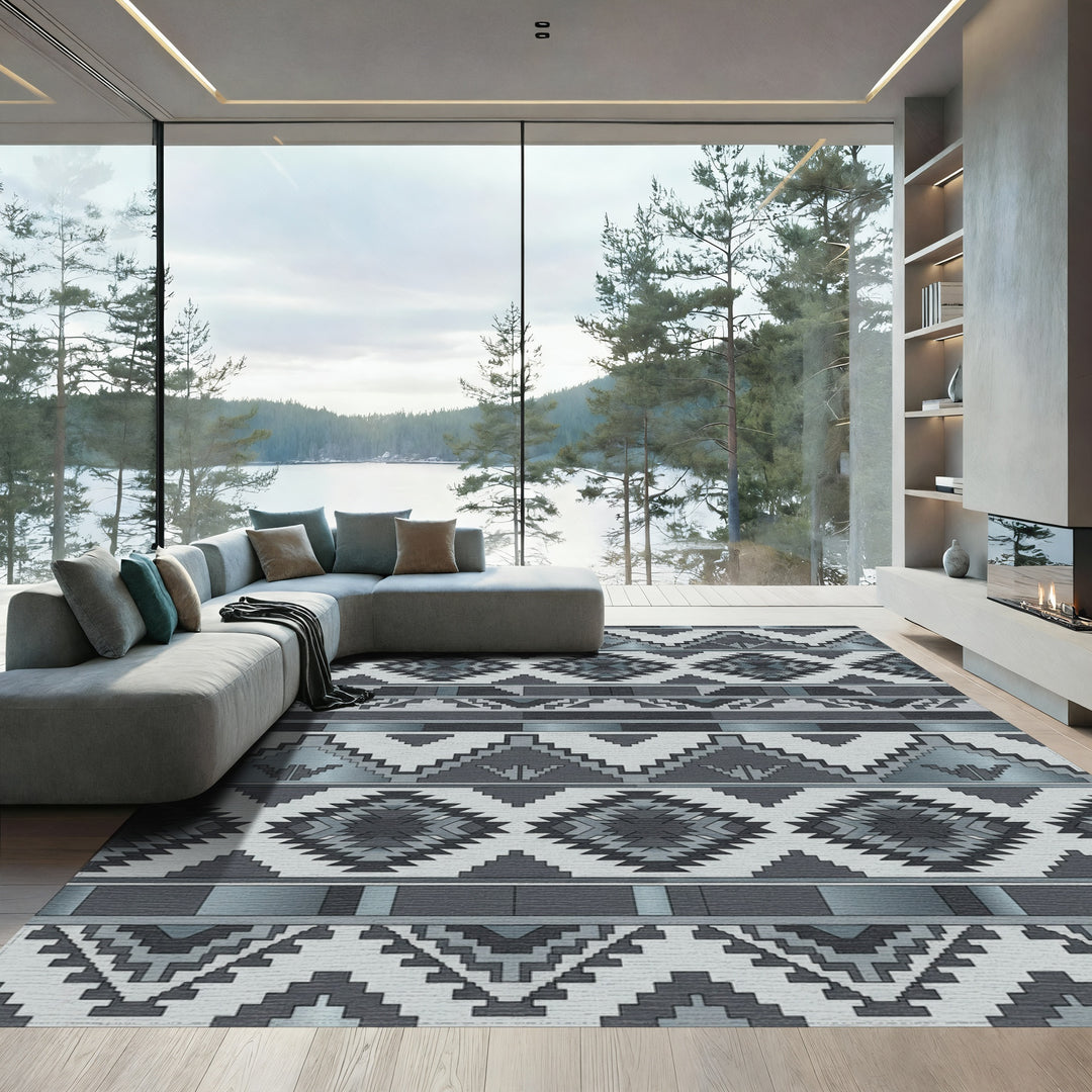 Faceted Geometric Diamond Stripes Rug