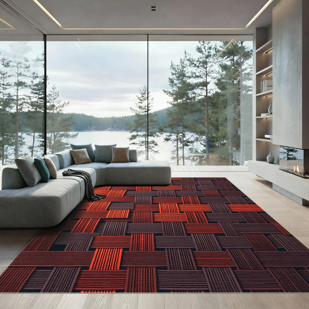 Woven Crimson Brown Texture Rug