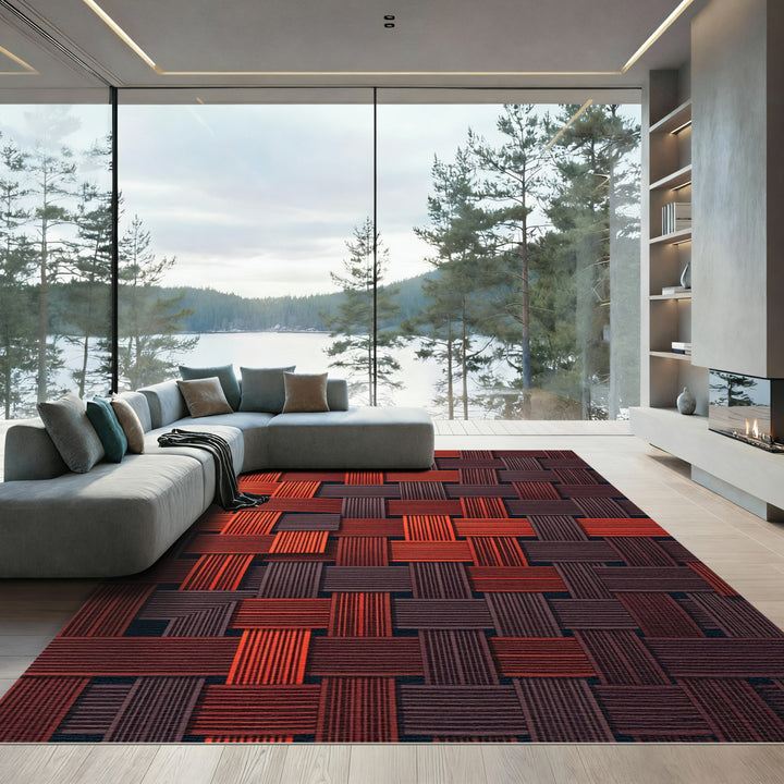 Woven Crimson Brown Texture Rug
